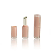 Nouveau tube à rouge à lèvres carré en plastique ABS rose clair, style mignon, avec couvercle rabattable, couleur/taille personnalisée, OEM/ODM, surface brillante effet soie