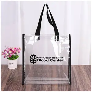 Custom logo transparent waterproof pvc tote bag plastic shopping bag gift bag