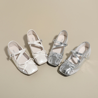Nouvelles chaussures Mary Jane style ballerine à empiècements en maille et bride croisée, à bout carré et semelle plate pour femme
