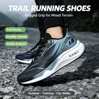 Sepatu Lari Pria Ringan Berbahan Mesh Bernapas, Bantalan Elastis Tinggi, Anti Selip, Sneakers Olahraga untuk Latihan Harian dan Jogging