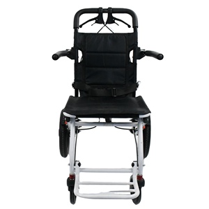 Silla de Ruedas Manual Plegable de Acero al Carbono, Ligera y Portátil para Viajes con Reposabrazos Fijos, Ruedas Blancas de 12 Pulgadas, Capacidad de 100 KG - Product Image 4