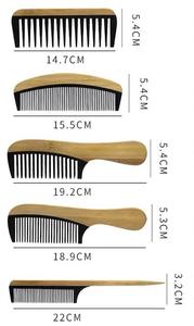 Anti-Statische Bakeliet En Bamboe Brede Tand Kam Zwarte Reinigingsborstels Haarborstel - Product Image 4