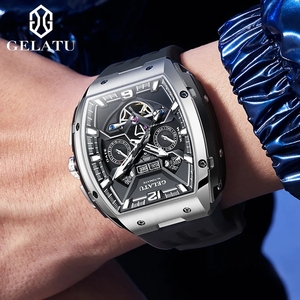 Envío Directo GELATU 6013 Reloj Mecánico de Alta Calidad para Hombre, Diseño 3D con Tourbillon, Resistente al Agua, Doble Calendario, Luminoso, Correa de Silicona - Product Image 4