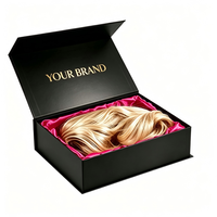 Boîte d'emballage de luxe personnalisée avec logo en feuille d'or pour perruques, boîte de rangement magnétique pour extensions de cheveux, pour perruques en cheveux naturels de marque