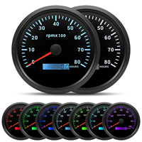 Set 6 Gauge 110mm Speedometer GPS Kapal Mobil 0-120MPH Tacho 8000RPM dengan Sensor Tahan Air