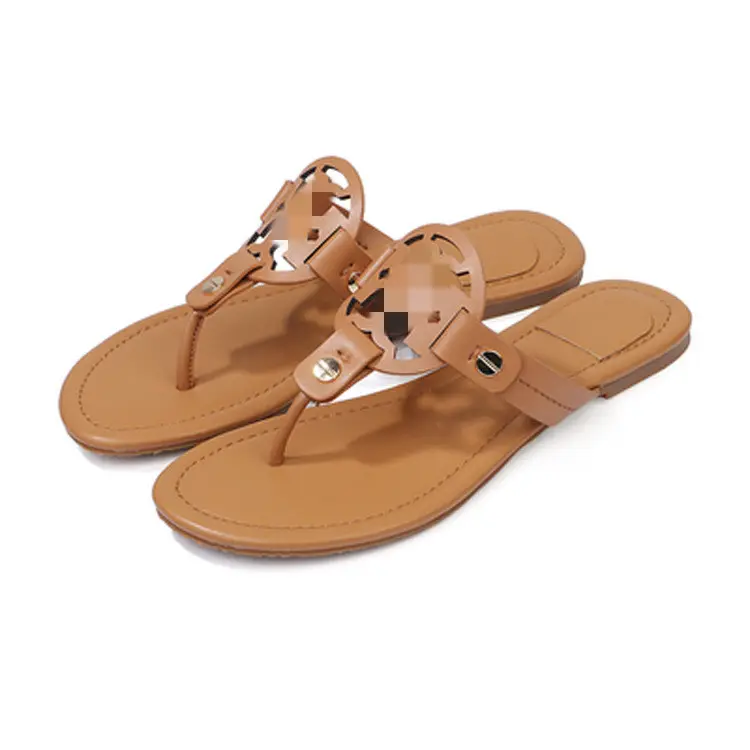 Designer brand torybruch sandals leather slides slippers flip flops for women shoes