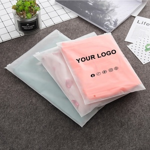 Custom Printed Transparent Frosted Plastic Zipper <strong>Pouch</strong> with Logo Packaging Bags for Clothing Coat Jeans Hoodies Gift Retail - Product Image 1