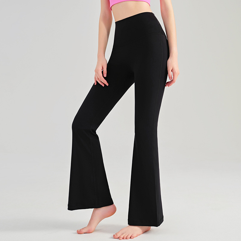 LIMVP OEM ODM Yoga Pants High Waist Hip Lifting Slight Small Tall Slimming Wide Leg Full Length Dance Sports Fitness Solid
