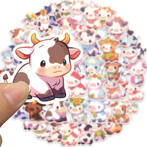 Lot de 50 autocollants mignons en forme de vache, autocollants en vinyle Kawaii pour <span class=keywords><strong>ordinateur</strong></span> <span class=keywords><strong>portable</strong></span>, bouteille d'eau, scrapbooking et décoration DIY - Product Image 2