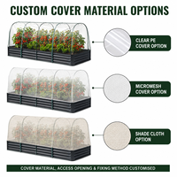 Grand lit de jardin surélevé en métal de style australien avec couverture de serre et cadre en arceaux, pots de fleurs OEM en gros