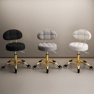 Silla de Peluquería Redonda de Metal de Lujo con Taburete Deslizante y Respaldo, Mesa de Masaje para el Hogar, Dormitorio, Hotel, Uso en Exteriores, Sala de Estar - Product Image 1