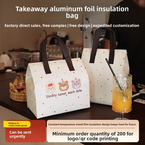 Sac isotherme jetable en non-tissé épaissi avec feuille d'aluminium pour livraison de repas, traiteur, desserts, logo personnalisé MT26-02 - Product Image 3