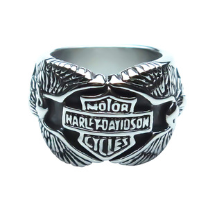 Bague en acier inoxydable vintage thaïlandaise pour homme, style punk, signet <span class=keywords><strong>Harley</strong></span> David Son, pour mariage, fiançailles, fête, anniversaire, en platine - Product Image 1