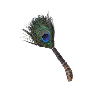 Handmade Purple Bamboo Root Peacock Feather Duster Irregular Head Furniture Cleaning Decorative Home Tea Table Use - Product Image 5