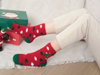 Chaussettes en polaire corail brodées avec logo de Noël pour hommes et femmes, chaussettes chaudes d'hiver pour la maison