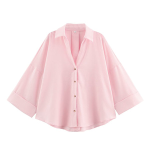 Camicia da Donna Estiva Nuova Casual Slim Fit in Lino con Bottoni a Righe Multicolore a Maniche Lunghe - Product Image 3