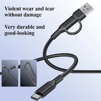 Cable de Carga y Datos USB 2 en 1 Multiusos Tipo-C/USB-A de 6FT/3FT, Carga Rápida 3A, Aleación de Cobre y Aluminio Puro para Computadora