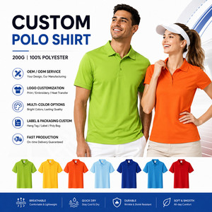 Polo personnalisé avec logo pour homme, 200 g, 100 % polyester, séchage rapide, respirant, service ODM OEM, couleur unie, manches courtes, vêtements décontractés - Product Image 1