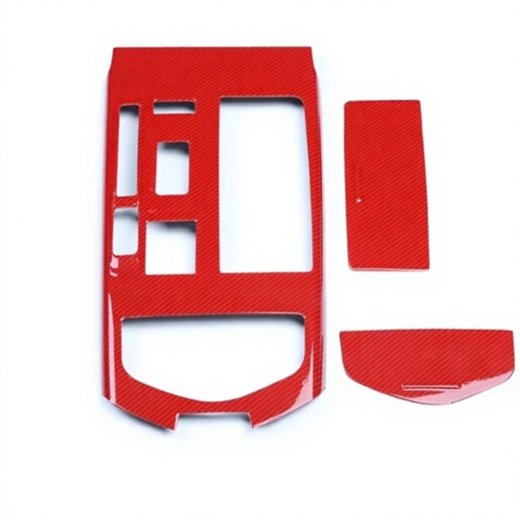 Ensemble de 3 pièces de changement de vitesse à motif en fibre de carbone rouge avec bouton