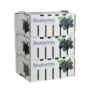 Boîte d'expédition en carton ondulé ventilée personnalisée avec logo, pour fruits (myrtilles), emballage écologique laminé, emballage plat pour la vente en gros - Product Image 2