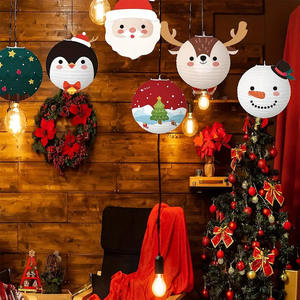 Juego de 6 uds de farolillos navideños, farol de papel decorativo, patrón de Reno de Papá Noel para decoración navideña, decoraciones navideñas para fiestas en casa - Product Image 6