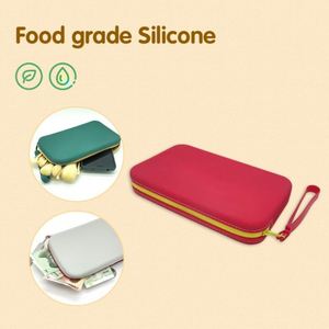 Sac de rangement cosmétique portable grande capacité avec fermeture éclair, pochette imperméable en silicone pour pinceaux de maquillage, poignée souple, imprimé motif bonbons - Product Image 2