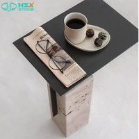 Vente en gros HZX table basse en marbre travertin poli de qualité supérieure pour villa cuisine table d'appoint moderne personnalisée