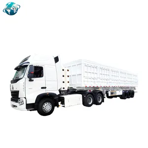 China supplier 80 ton heavy duty coal gravel stone load capacity side roll box trailer side cylinder Dump Truck Trailer