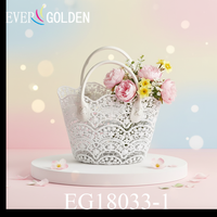 EG18033-1W 22X11X19CM Panier en polyester écologique tissé pour demoiselle d'honneur, sac de shopping en dentelle pour femme, sac de plage, panier en dentelle avec doubles poignées