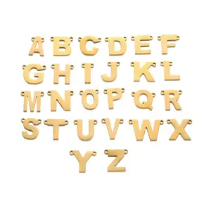 Küçük alfabe harfler Charms 2 delik link'in konnektörleri düz şekilli Charms kolye takı yapımı için