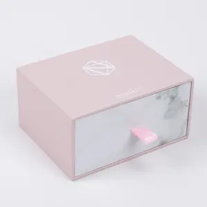 Logo personalizzato lussuosa collana regalo in cartone confezione da disegno scatola di carta con cassetto scorrevole con schiuma bianca per l'imballaggio di gioielli