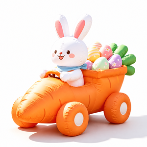 <strong>Easter</strong> Inflatable Bunny Driving Carrot Car with <strong>Eggs</strong> - Product Image 2