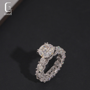 Anel de Moissanite Redondo de Alta Qualidade VVS D em Prata Esterlina 925 para Mulheres, Anel Hiphop Iced Out, Passa no Teste de Diamante - Product Image 2