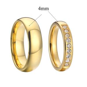 Parure de Bagues de Mariage Plaqué Or 18K pour Homme et <span class=keywords><strong>Femme</strong></span>, Alliances Assorties en <span class=keywords><strong>Acier</strong></span> <span class=keywords><strong>Inoxydable</strong></span>, Bijoux pour Couple Amoureux, Anel Anillos - Product Image 3