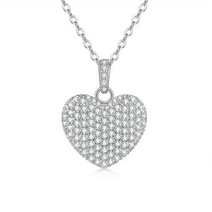 Collier pendentif en forme de cœur en cuivre plaqué or 14 carats micro-pavé de zircon, vente en gros d'usine, bijoux délicats pour femmes, usage quotidien - Product Image 1