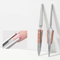 Pince à ongles courbée pour modelage, outil de pinçage rapide pour extension de gel, manche en bois, pinces à pointes, outils de manucure pour nail art
