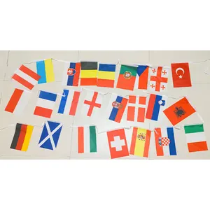 2024 National World Football Game Banner Decorative Euro 2024 Champions Cup String Flag for Bar Party