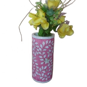 Hot Selling Bone Inlay Round Flower Pot Vase Set for Home Table Room ECT Decor Living Room Furniture Modern Plastic Flower Port