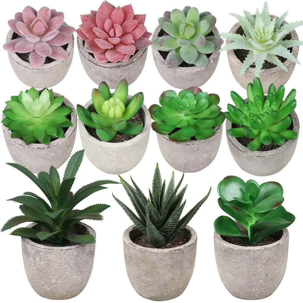 핫 세일 작은 미니 플라스틱 분재 가짜 선인장 화분 Succulents 인공 식물 냄비