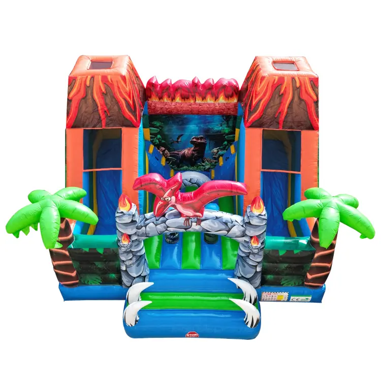 Hot sell 2024 new design Multi-player inflatable Jurassic Park Dual Slides Obstacles and bouncer for sale