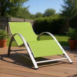 Sdraio Reclinabile da Esterno in Textilene Verde con Schienale, Design Moderno e Contemporaneo - Product Image 2