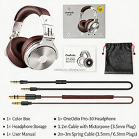 Headset OneOdio Pro30 KTV Monitoring 6.5mm untuk Keyboard Elektronik/Instrumen Drum/DJ, Headset Over-Ear dengan Mikrofon