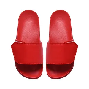 Yüksek kalite güzel ucuz özel logo PVC sandalet terlik cırt cırt bağlantı elemanları slaytlar sandalet