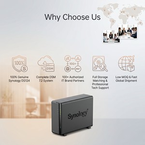 Nouveau serveur NAS Synology DiskStation DS124 1 RTD1619B Quad Core 1 Go de RAM pour le stockage et la sauvegarde de fichiers Cloud personnel et Cloud privé - Product Image 6