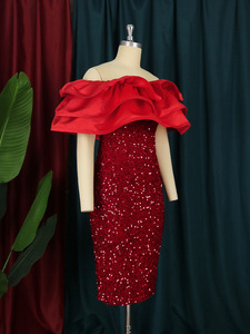 Nouveau automne une épaule moulante élégante robe à paillettes paillettes robes de <span class=keywords><strong>soir</strong></span>ée <span class=keywords><strong>pour</strong></span> les femmes - Product Image 4