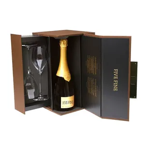 Luxury Eco Friendly Cardboard Flip Wine Box Packaging Custom Printing Rigid Paper Box Supplier