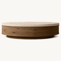 Table basse ronde moderne en bois avec structure métallique, facile à nettoyer, pour le salon