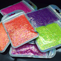 15g Glitter Poliester Chunky Pelangi Berkilau dalam Kemasan untuk Pesta Halloween, Seni Kuku, Rias Wajah, Slime Anak, dan Tumbler