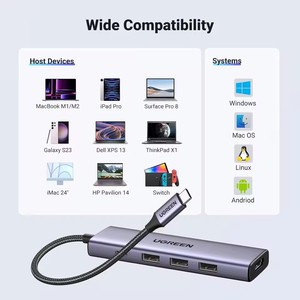 Revodok UGREEN Hub USB C 5 in <span class=keywords><strong>1</strong></span> Adattatore Multiporta 4K <span class=keywords><strong>HDMI</strong></span> 100W Power Delivery <span class=keywords><strong>3</strong></span> USB A <span class=keywords><strong>3</strong></span>.0 5Gbps Dongle USB C per MacBook Pro - Product Image 4