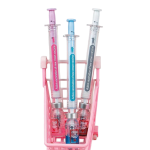 Penna Creativa Coreana per Studenti, Design a Siringa, Punta 0.38mm, Inchiostro Blu/Rosa Gel, Penna Neutra in Plastica - Product Image 4